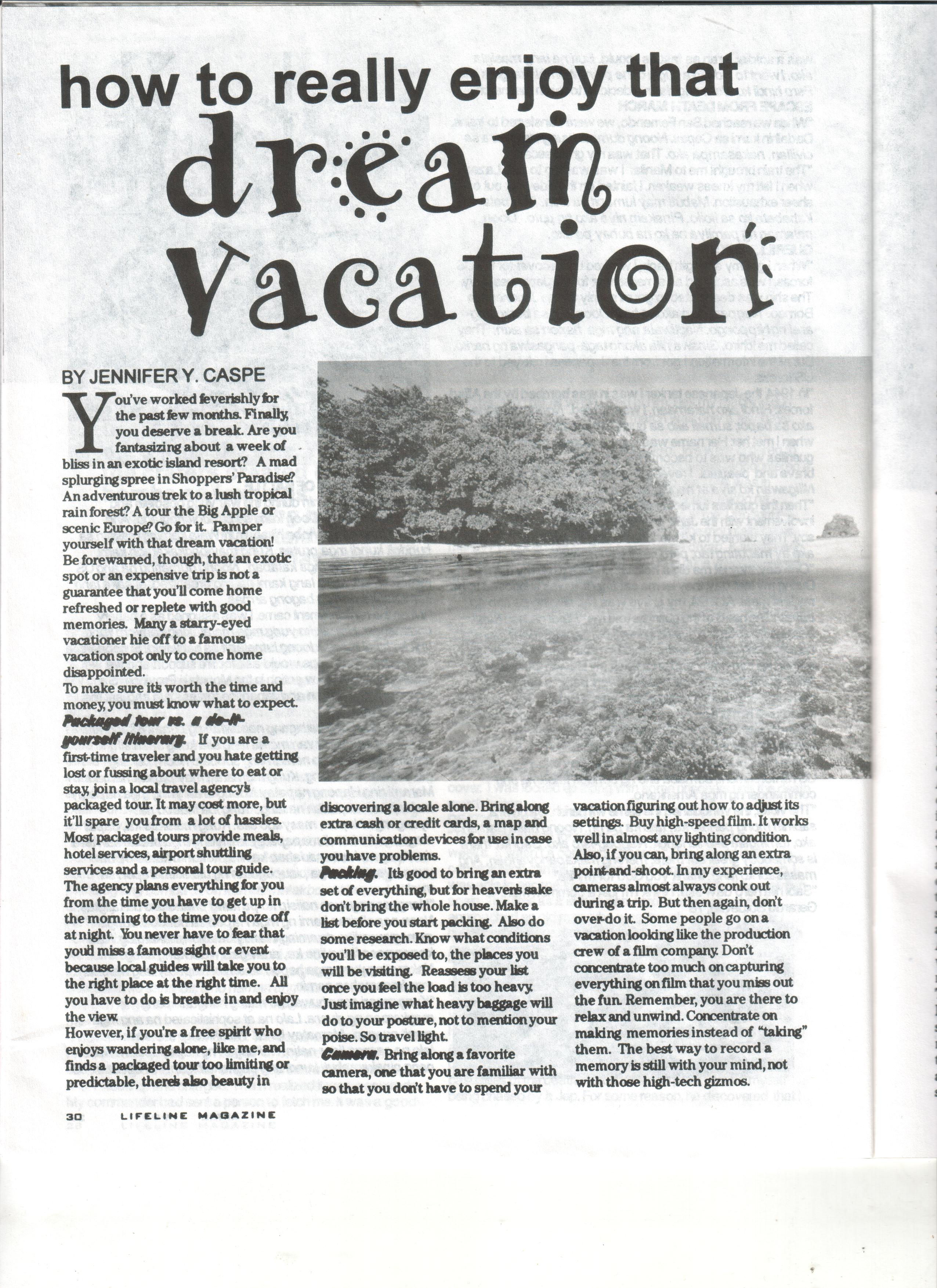 04-99 How to Enjoy that Dream Vacation 1