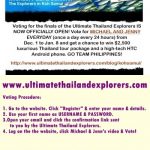 Help Make the Philippines No. 1 for the Ultimate Thailand Explorers!!!